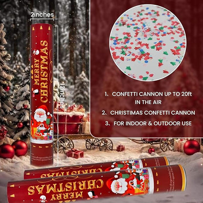 Christmas Confetti Cannon Confetti Poppers12 Inch Xmas Party Popper 12 Pack Confetti Party Cannon Christmas Decorations for 2025 Celebration New Year