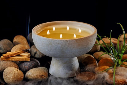 BLUEME Spiritual - Palo Santo & Vetiver, Luxury Candle w/Essential Oils, 6 Wick, Hand-Poured Soy, Cotton Wick, Ceramic