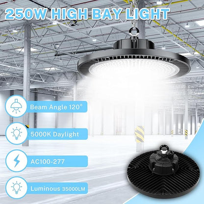 THELUX 1Pack LED High Bay Light, 250W, Replace 1000HPS,Super High Brightness with 150lm/w for High Bay Led Shop Lights for Warehouse,Workshop, Gym,Garage FCC Certificated