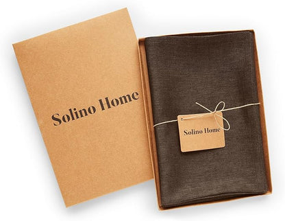 Solino Home Linen Cloth Napkins Set of 4-100% Pure Linen Chambray Brown Dinner Napkins 20 x 20 Inch for Fall, Autumn, Thanksgiving, Winter - Athena, Handcrafted and Machine Washable