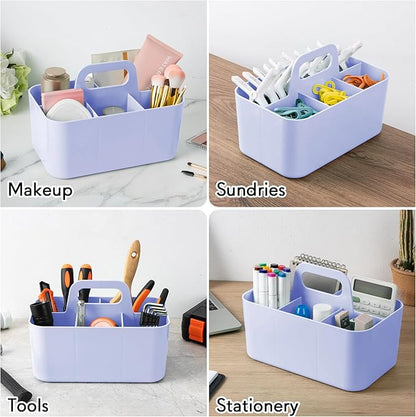 Tiawudi Multipurpose Caddy Organizer, Plastic Caddy with Handle, Stackable Desk Organizer for Stationery, Marker and Pencil, Office Supplies Organizer, Dorm Caddy