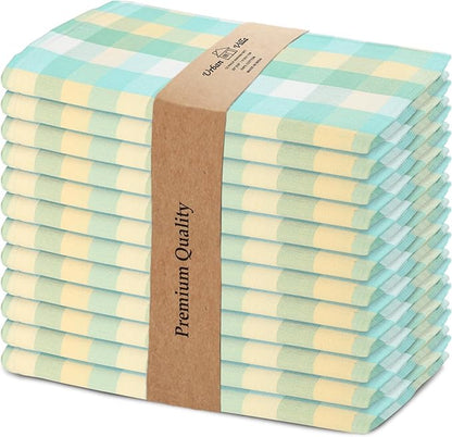 Urban Villa Cloth Napkins Set of 12 20x20 Inches 100% Cotton Napkins Cloth Washable Soft Durable Reusable Absorbent Table Dinner Napkins Cloth for Hotel Lunch Restaurant Weddings Parties-Green Sand