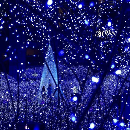 Joomer Blue Solar Christmas Lights, 2 Pack Total 144 FT 400 LED 8 Modes Waterproof Outdoor for Christmas Decorations