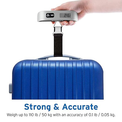 Etekcity Luggage Scale, Travel Essentials, Digital Weight Scales for Travel Accessories, Portable Handheld Scale with Temperature Sensor, Rubber Paint, 110 Pounds, Battery Included,2Pack