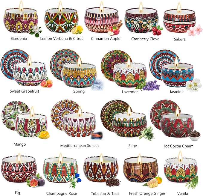 Candle Gift Set, 18 Pack Scented Soy Candles for Home, Long Burning Aromatherapy Candles, Holiday & Christmas Luxury Gift Set for Women