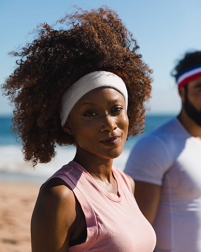 Suddora Workout Headband for Men and Women, Moisture-Wicking Athletic Sweatband, Lightweight Cotton Terry Cloth Bands for Basketball, Tennis, Football, Gym, Running, Cosplay & Costumes