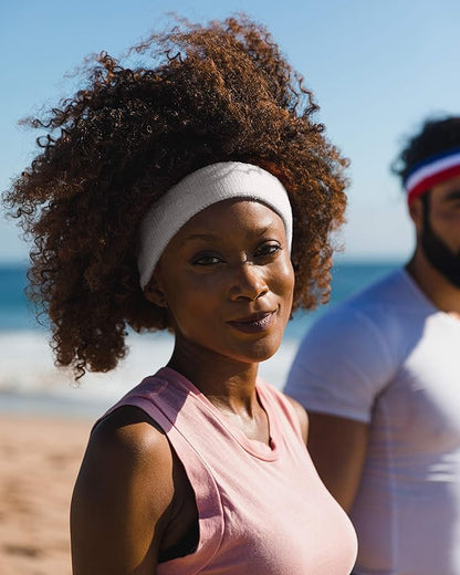 Suddora Workout Headband for Men and Women, Moisture-Wicking Athletic Sweatband, Lightweight Cotton Terry Cloth Bands for Basketball, Tennis, Football, Gym, Running, Cosplay & Costumes