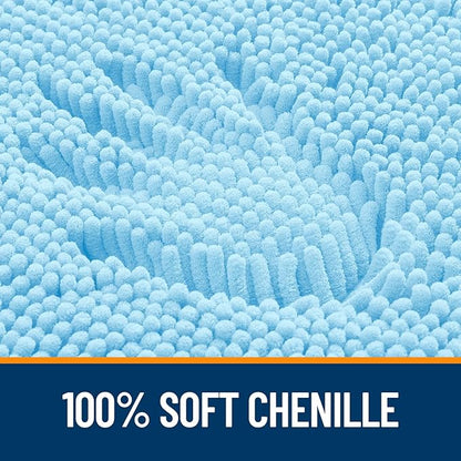 OLANLY Bathroom Rugs 59x20, Extra Soft Absorbent Chenille Bath Rugs, Rubber Backing Quick Dry, Machine Washable Bath Mats for Bathroom Floor, Tub and Shower, Home Decor Accessories, Sky Blue