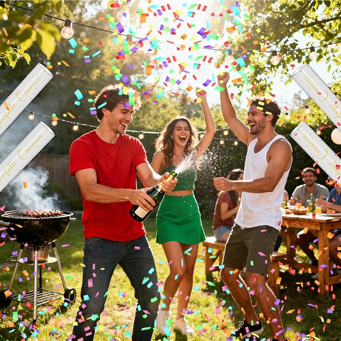 16" Confetti Cannons with Colorful Filling - Party Poppers for Birthday Wedding Graduations Fiesta Christmas New Year Celebrations - Easy to Use, Biodegradable Confetti - Pack of 2