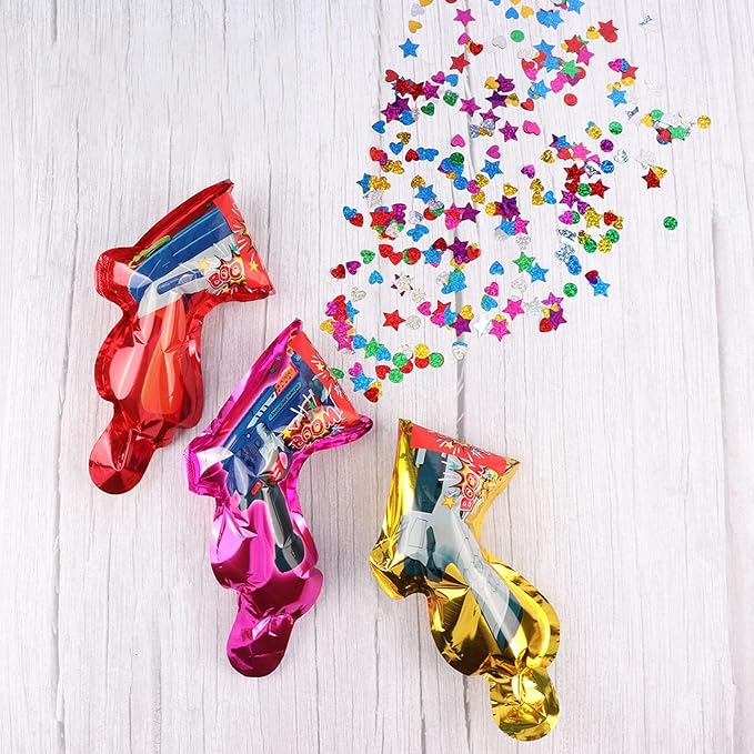 Srliya 10Pcs Party Confetti Poppers, Thickened Aluminum Film Handheld Confetti Shooters for Birthday Wedding Graduation, Mixed Color, Suitable for All Parties