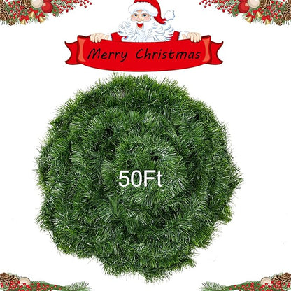 3 Pack 50 Foot Soft Christmas Garland, Non-lit Christmas Garland Ideal for Indoor and Outdoor Decor, Green Tinsel Garland for Holiday Wedding Party Decoration