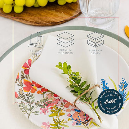 200 Linen-Feel Lunch Napkins - Disposable Cloth-Like Luncheon Paper Napkins, Made In USA - Soft and Absorbent Cloth-Like Napkins For Kitchen, Parties, Weddings, Dinners or Events (Pack of 200)