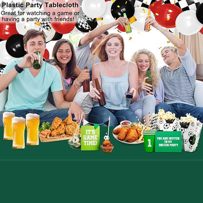 WNINK 4 Pack Dark Green Plastic Tablecloth Disposable Table Covers 54" x 108" Table Cloths for Bridal Shower Engagement Wedding Birthday Picnic Plastic Table Cloths for Parties