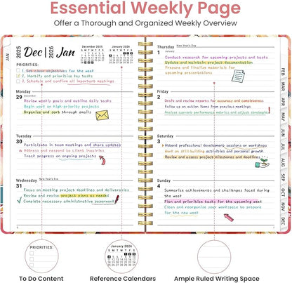 2026 Planner, Weekly and Monthly Planner for Women, Jan 2026 - Dec 2026 Pretty 2026 Calendar Planner with Monthly Tabs, Inner Pocket, Spiral Binding, Perfect for Office Home School - 8.5" x 11", Pastel Garden