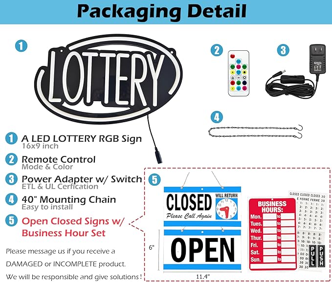 LOTTERY LED Neon Sign for Business,16x9 inch LOTTO Smoke Shop Sign RGB Bright Led for Window Wall Door Convenience Grocery Store Gas Stations