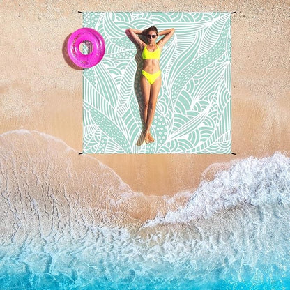 Beach Blanket Waterproof Sandproof Beach Mat 79" X 83"/10'x9'for 2-8 Adults Quick Drying Outdoor Picnic Mat Beach Accessories for Travel, Camping, Hiking