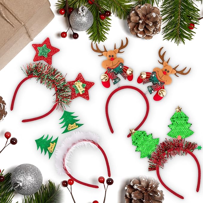 BQTQ 12 Pieces Christmas Headbands Xmas Party Costume Headband for Christmas Holiday Favor