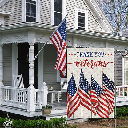 Louise Maelys Thank You Veterans Garden Flag Patriotic Veterans Day 12x18 Inch Double Sided Stars and Stripes Small Burlap Memorial Yard Flag Outside Outdoor House Decor