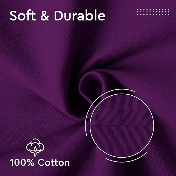 Encasa XO Purple Cloth Napkins Set of 6, 17"x17" | Solid Color Cotton Dinner Napkins | Washable & Reusable Napkins for Dining Table Fall Decoration, Holiday & Christmas Festivals