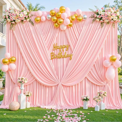 10x10 Blush Pink Backdrop Curtain for Parties Baby Shower Wrinkle Free Pink Photo Curtains Backdrop Drapes Fabric Decoration for Wedding Birthday Party 5ft x 10ft,2 Panels