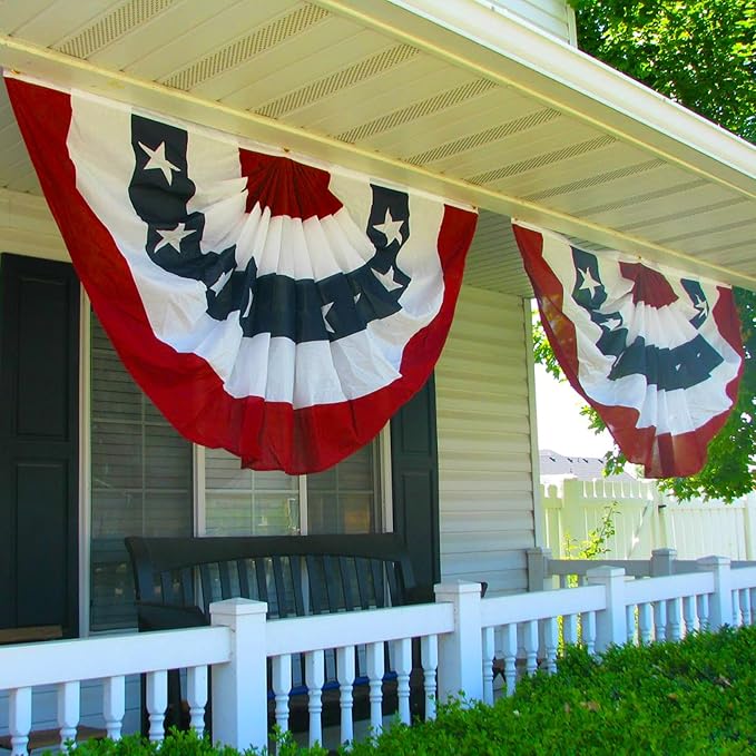 1.5x3 Ft American Pleated Fan Flag Decoration, Patriotic Half Fan Bunting flag Banner for 4th of July, Memorial Day & Independence Day, Indoor Outdoor Window Garden Fence balcony Porch Yard Decor(type 1)