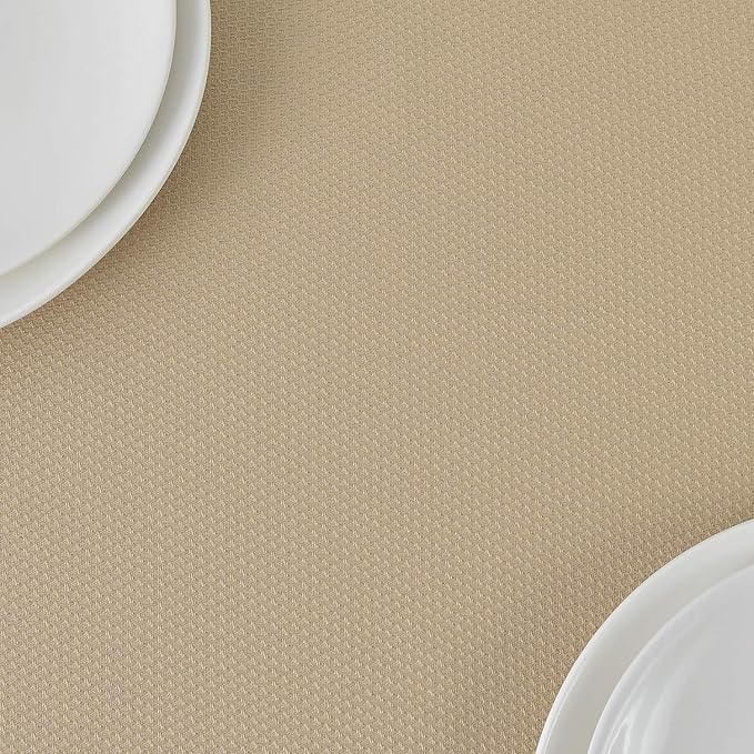 maxmill Textured Rectangle Tablecloth Water Resistant Wrinkle Free Spill-Proof, Soft Jacquard Table Cloth for Buffet Banquet Parties Event Holiday Dinner, Indoor and Outdoor Use, 60 x 84 Inch Beige