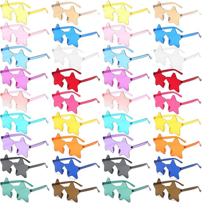 12/26/36 Pairs Rimless Star Shaped Sunglasses Transparent Glasses Bulk Fun Sunglasses for Party Favors