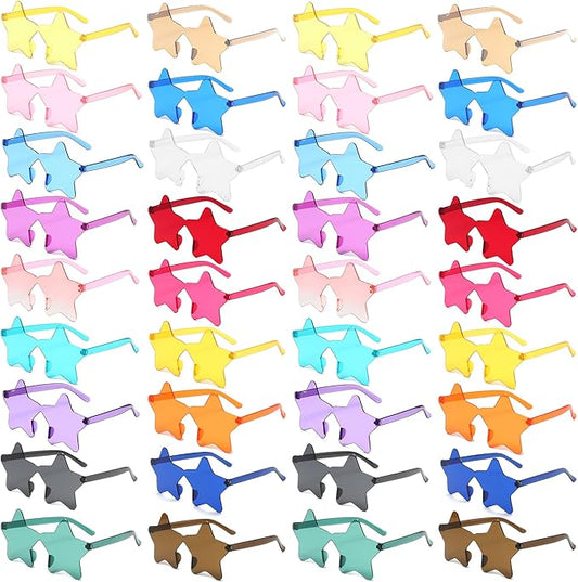 12/26/36 Pairs Rimless Star Shaped Sunglasses Transparent Glasses Bulk Fun Sunglasses for Party Favors