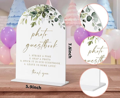 Photo Guestbook Sign, Greenery Gold Bridal Shower Decorations, Wedding Guestbook Sign, Marriage Signs for Ceremony and Reception, Engagement Party Decorations, Wedding Table Acrylic Decor - 27