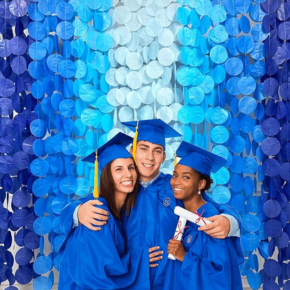 PinkBlume 205 Ft Blue Party Decorations Ombre Navy Circle Dot Backdrop Streamer Royal Tissue Paper Polka Hanging Garland for Birthday Graduation Wedding Under The Sea Nautical Ahoy Achor