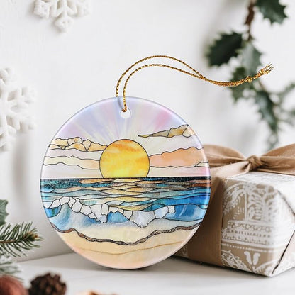 Beach Sunset Ornament, Christmas Ornaments: Christmas Tree Decorations, Holiday Decor, Stocking Stuffers, Gift Ideas, Xmas Gift, Summer Vibes Gifts & Gifts for Beach Lover
