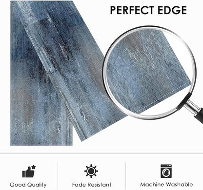 Emvency Farmhouse Style Table Runner, Abstract Art Painting Denim Blue Table Runners for Kitchen Coffee Table Family Dinners Holiday Parties Wedding Events Decor(13x72 inch)