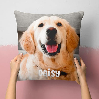 Be Burgundy Custom Photo Pillow Cover 16x16 Inch – Personalized Picture with Name or Text White Throw Pillow Case Add Your Own Photo Custom Gift for Family Pet Lovers Couples Friends