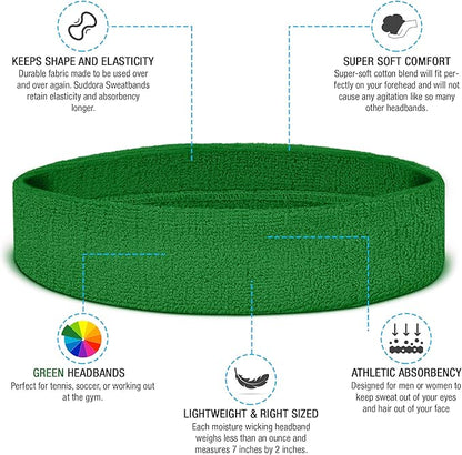 Suddora Workout Headband for Men and Women, Moisture-Wicking Athletic Sweatband, Lightweight Cotton Terry Cloth Bands for Basketball, Tennis, Football, Gym, Running, Cosplay & Costumes
