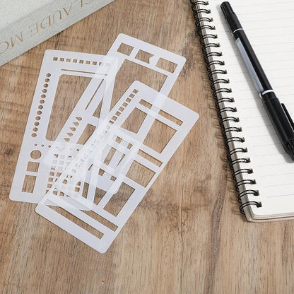 3 Pcs Planner Stencil Templates Journal Stencils for Planner Ruler Record Template Reusable Drawing Lettering Templates for Journaling, Calendar, Scrapbooking DIY Craft