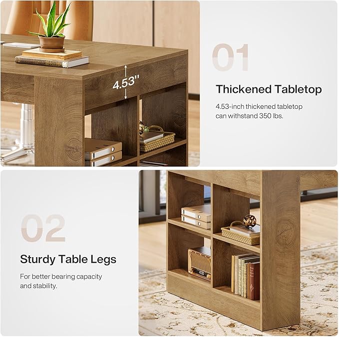 Tribesigns 71-Inch Executive Desk with Storage, Large Office Computer Desk with Shelves, Modern Wood Writing Table Business Furniture Workstation for Home Office, Rustic Brown