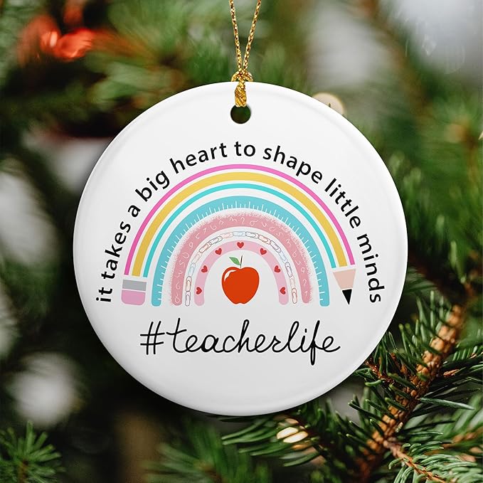 Thank You Gifts for Teachers 2025,Appreciation Teacher Christmas Ornaments Gifts for Teacher Women Men,Teachers Christmas Tree Decorations Hanging Ornament Xmas Keepsake Birthday Gift Ideas