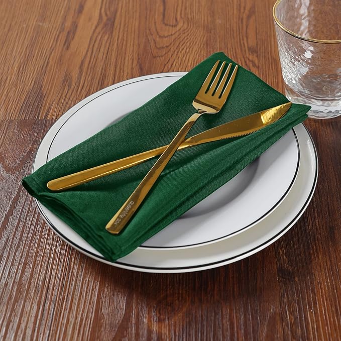 Cloth Napkins 20x20 inch Washable Polyester Dinner Napkins Soft Table Napkins for Wedding Party Dining Banquet(Hunter,25PCS)