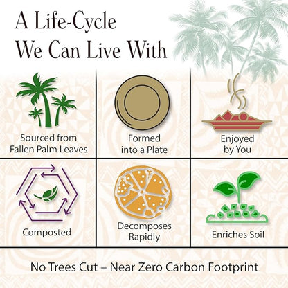 Disposable Palm Leaf Plates - 50 Pack - 8 Inch Square - Compostable & Biodegradable - Heavy Duty, Eco-Friendly, Microwave Safe - Like Bamboo Plates - Perfect for Events & Parties