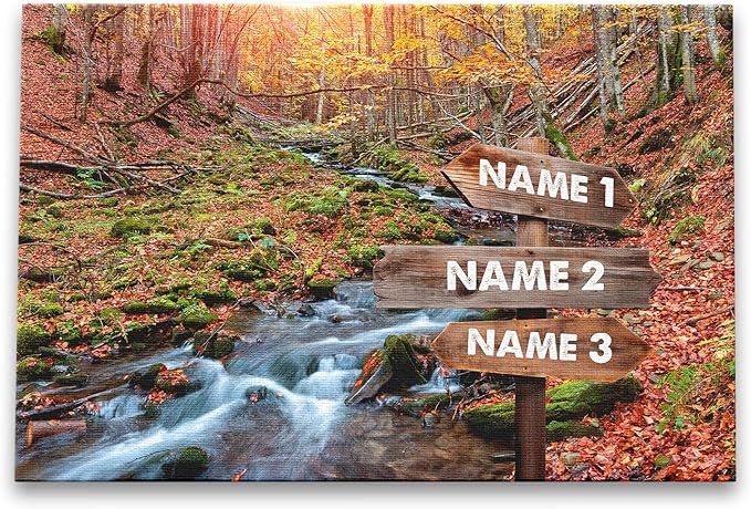 Dem Canvas Personalized Family Street Signs With Names | The Autumn Forest | Photo Canvas Gifts