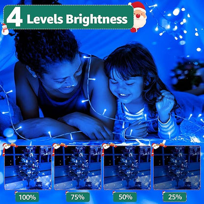 Christmas Lights Outdoor Waterproof, 196 FT 600 LED String Lights with Remote,8 Modes Christmas String Lights Plug in Twinkle Fairy Light for Party Holiday Decor (Blue)
