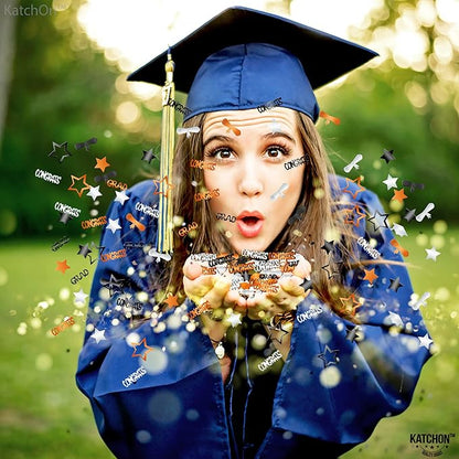 KatchOn, Congrats Grad Confetti 2025 - Pack of 1000 | Grad Decorations Class of 2025 | Graduation Confetti class of 2025 for Orange and Black, Graduation Decorations 2025