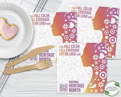 Custom Luncheon Napkins - Personalized Recycled Paper Content Napkins - Eco-friendly & Full-Color Digital Printed - Events & Celebrations - Pack of 50 - Diamond Edge Embossed Full Coverage, 6.5"x 6.5"