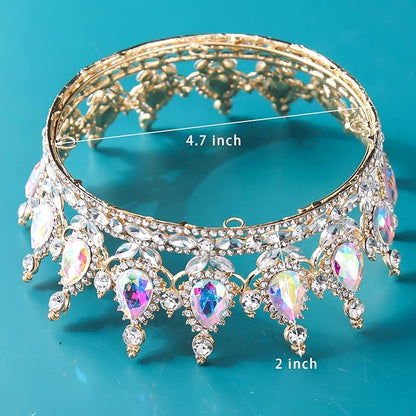FORSEVEN Queen Crown Rhinestone Wedding Crowns and Tiaras for Women Costume Party Hair Accessories Princess Birthday Crown Crystal Bridal Crown Christmas Decorations Headband