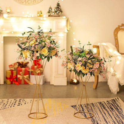 Sziqiqi Flower Centerpieces for Wedding Tables Metal - Geometric Floral Centerpiece Stand for Tabletop Event Party Birthday Tall 27inch Gold