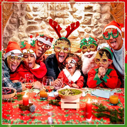 Liitrsh 48 Pcs Christmas Glasses & Hats - Glitter Glasses, Santa Hat for Xmas Photo Booth Props & Holiday Favors