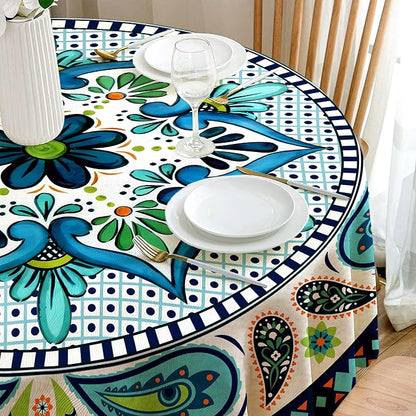Eikione Round Tablecloth 70 inch Round Boho Tablecloths Polyester Table Cloth for Party Restaurant Banquet Dining Buffet Table Picnic Decorations
