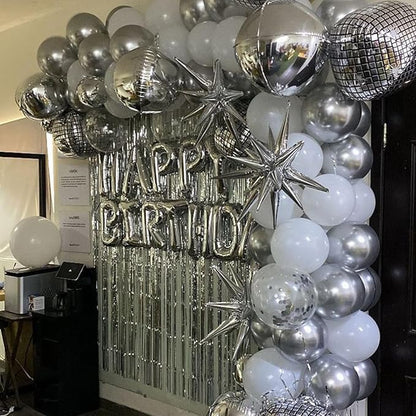 12PCS Silver Foil Balloons 22in 15in 10in Different Sizes Large Silver Foil Metallic Balloons 4D Round Chrome Balloon for Graduation New Year Birthday Party Decorations
