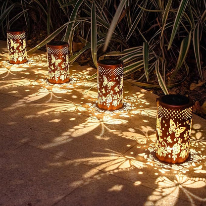 Christmas Gifts for Women, 2 Pack Butterfly Birthday Gifts for Women Mom Grandma Solar Lanterns Outdoor Waterproof Garden Decor Hanging LED Decorative Light for Patio Yard Lawn Gardening Gifts