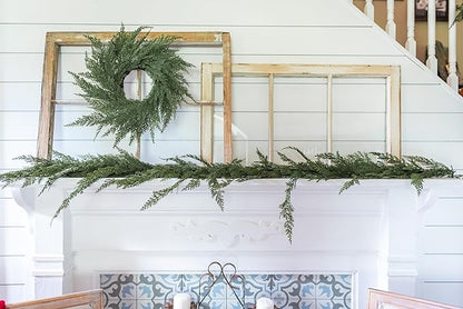 6ft Real Touch Cedar Garland Artificial Realistic 6 ft, Faux Cedar Garland Realistic, Realistic Christmas Garland for Mantle, Stairs, Table, Fireplace Real Touch Garlands Fireplace